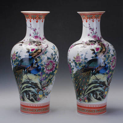 景德鎮(zhèn)陶瓷器花瓶 客廳擺件粉彩安居樂(lè)業(yè)落地花瓶 家居裝飾工藝品 安居樂(lè)業(yè) - 京東